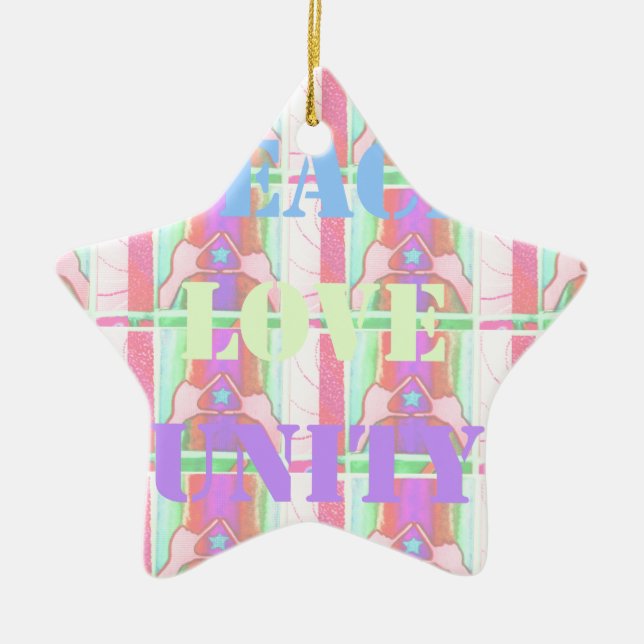 Baby Kids  Peace Love Unity Hakuna Matata design.p Ceramic Ornament (Front)