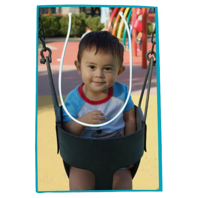 Baby Kids Personalized Photo Birthday Medium Gift Bag (Front)