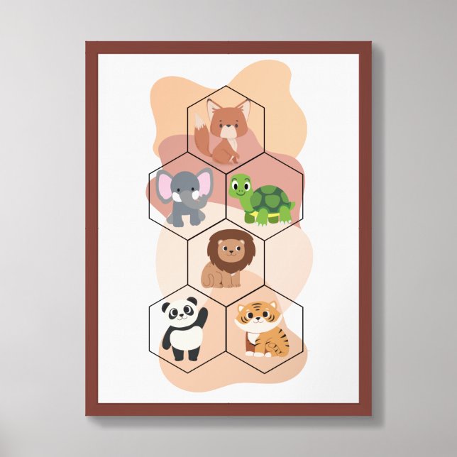 baby & kids room decor with cute animals and blobs (Framed Front)