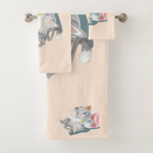 Baby Kitten Bath Towel Set Custom Colors