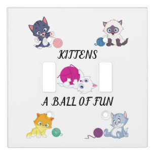BABY KITTEN LIGHT SWITCH COVER. " A BALL OF FUN". COVER