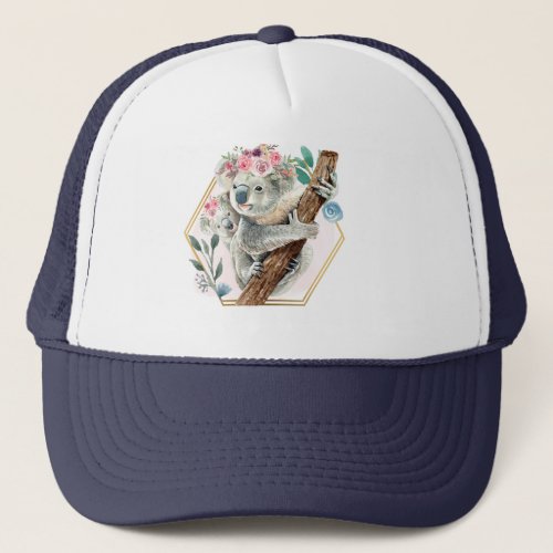 Baby Koala and Mama Trucker Hat