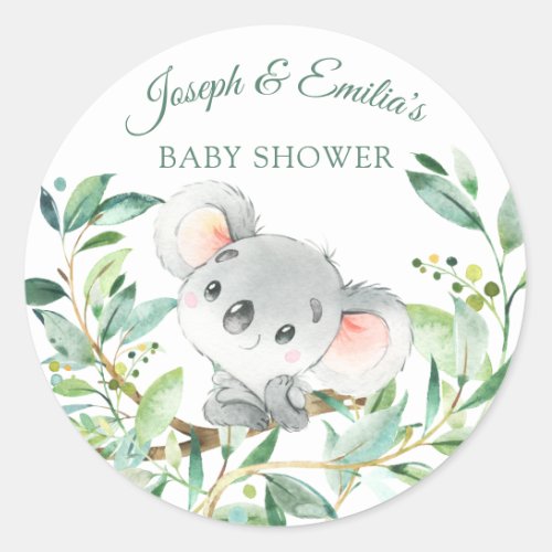 Baby Koala Bear Baby Shower Classic Round Sticker