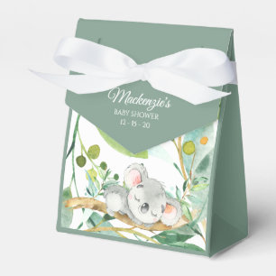 Baby Koala Bear Green and Gray Baby Shower Favor Boxes