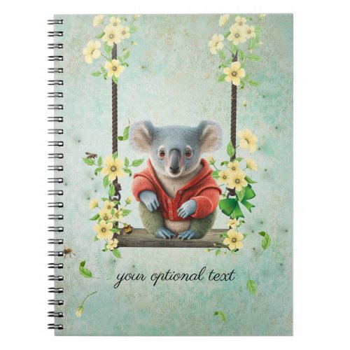 Baby Koala Bear on Swing Spiral Photo Notebook