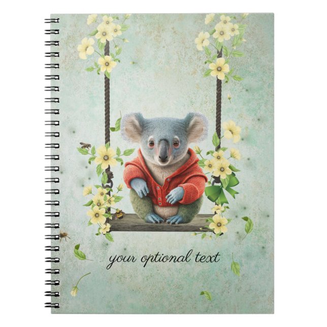 Baby Koala Bear on Swing Spiral Photo Notebook (Front)