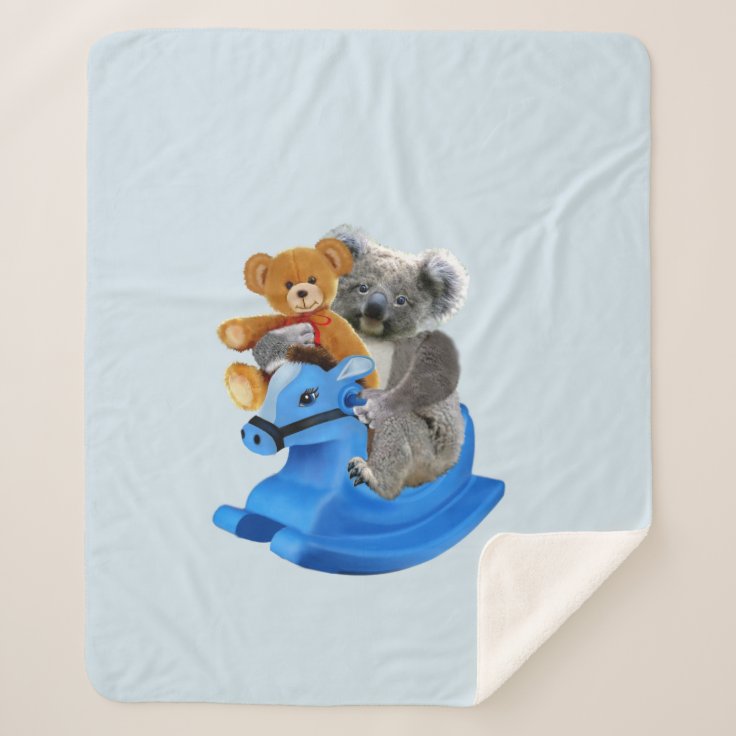 BABY KOALA BEAR ROCKS SHERPA BLANKET Zazzle
