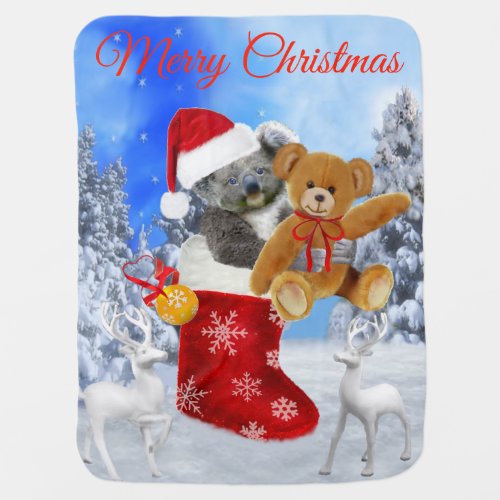 BABY KOALA CHRISTMAS WITH TEDDY BABY BLANKET