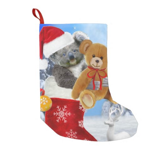 BABY KOALA CHRISTMAS WITH TEDDY SMALL CHRISTMAS STOCKING