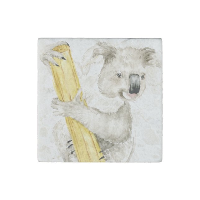 Baby Koala | Cute & Furry Stone Magnet (Front)
