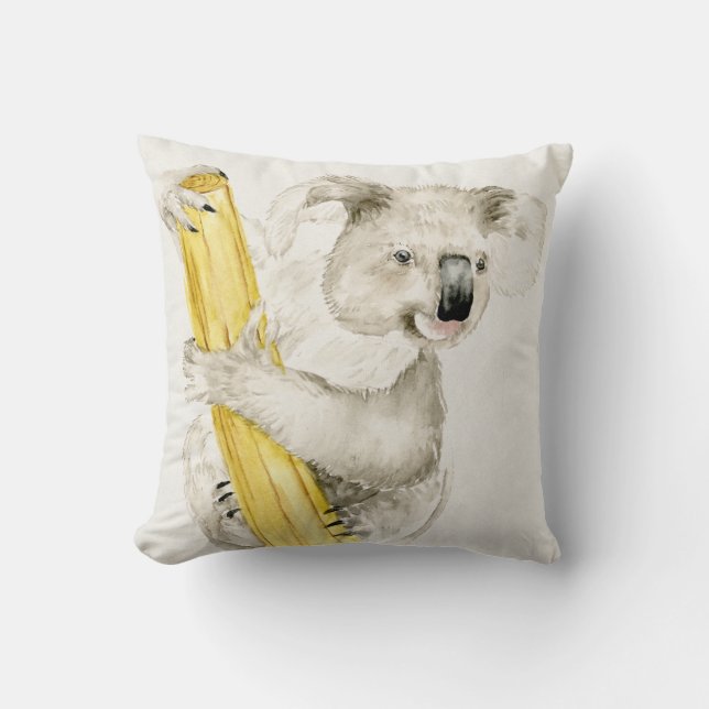 Baby Koala | Cute & Furry Throw Pillow (Front)