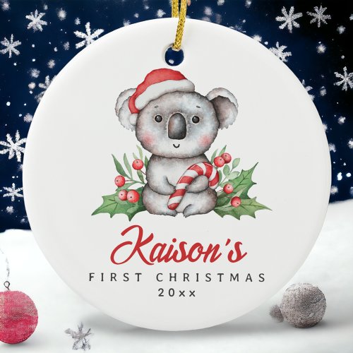 Baby Koala First Christmas Custom Ceramic Ornament
