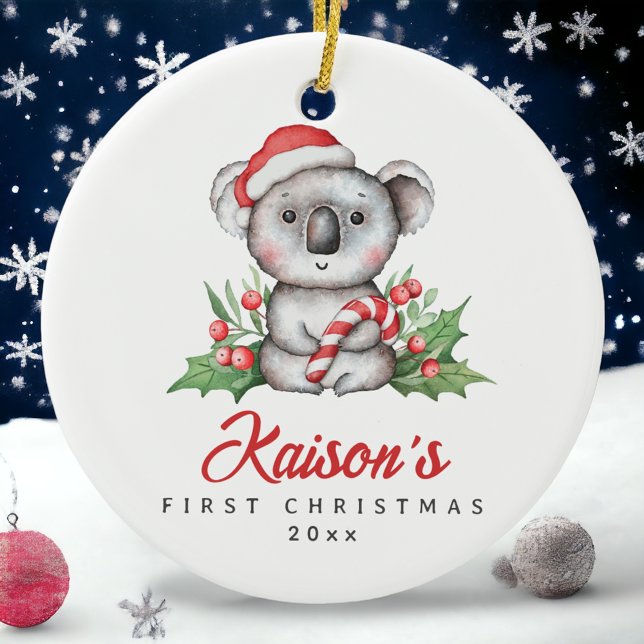 Baby Koala First Christmas Custom Ceramic Ornament (Creator Uploaded)