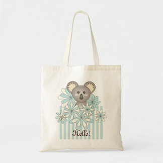 Baby Koala Personalized Pastel Blue Striped Tote Bag