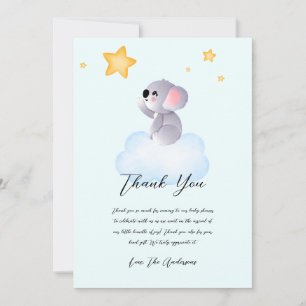 Baby Koala Reaching For Star Baby Shower Thank You Card