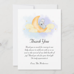 Baby Koala Sleeps On The Moon Baby Shower Thank You Card