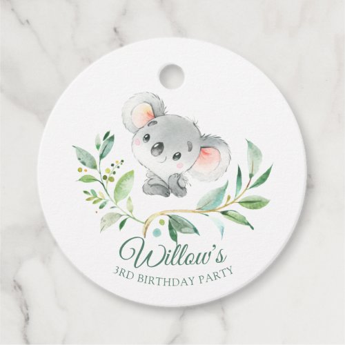 Baby Koala Soft Green Eucalyptus Birthday Favor Tags