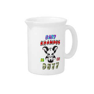 Baby Krampus Is On Duty Beverage Pitcher