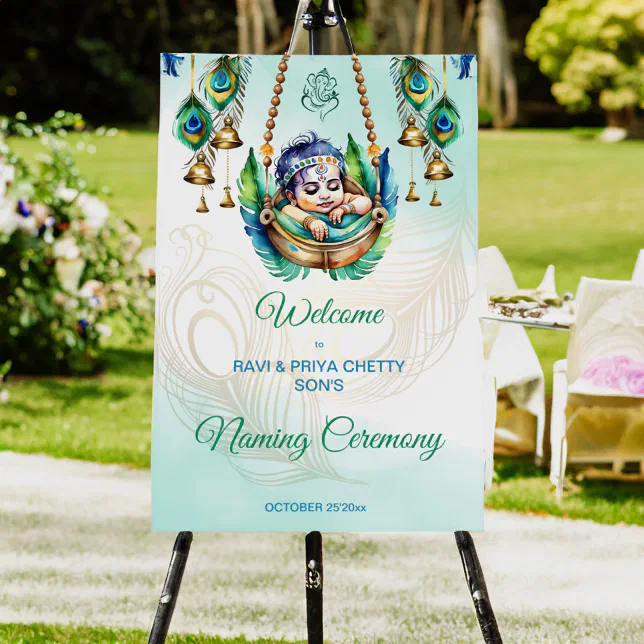 Baby Krishna Naming Cradle Ceremony Foam Board Zazzle