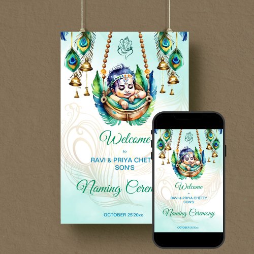 Baby Krishna Naming Cradle Ceremony welcome Poster