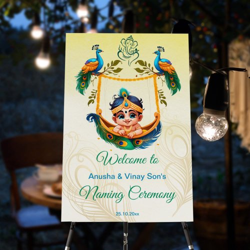 Baby Krishna Naming Cradle Ceremony welcome sign