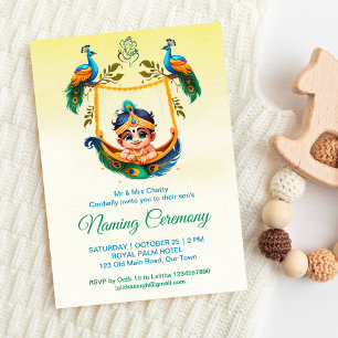 Baby Krishna Naming Namkaran Cradle Ceremony Invitation