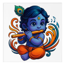 Baby Krishna with Flute – Peace Vibes | Vibrant 3D