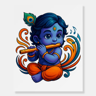 Baby Krishna with Flute – Peace Vibes   Vibrant 3D Foam Board
