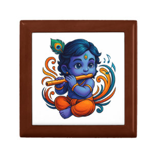Baby Krishna with Flute – Peace Vibes Vibrant 3D Gift Box