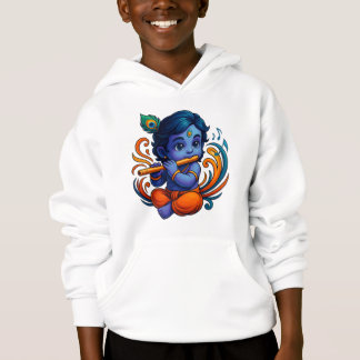 Baby Krishna with Flute – Peace Vibes | Vibrant 3D Hoodie