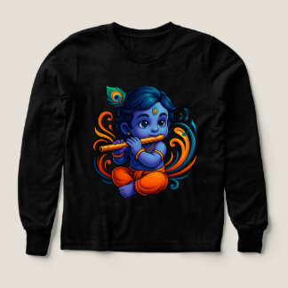 Baby Krishna with Flute – Peace Vibes | Vibrant 3D Tri-Blend Shirts