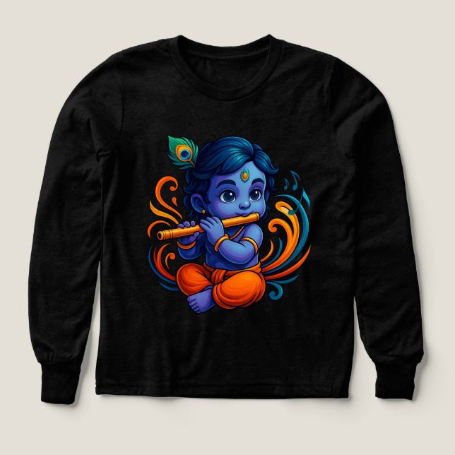 Baby Krishna with Flute – Peace Vibes | Vibrant 3D Tri-Blend Shirts (Design Front)