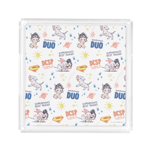 Baby Krypto & Superman Pattern Acrylic Tray (Front)
