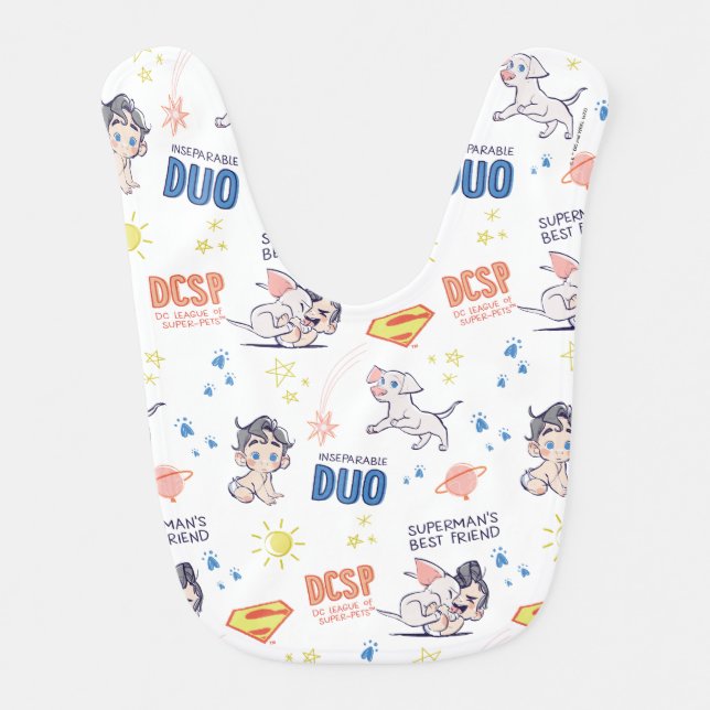 Baby Krypto & Superman Pattern Bib (Front)
