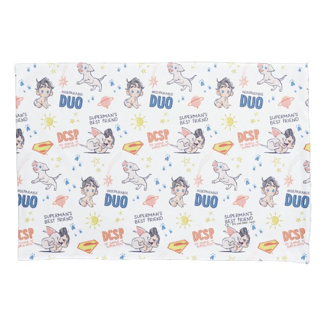 Baby Krypto & Superman Pattern Pillow Case (Front)