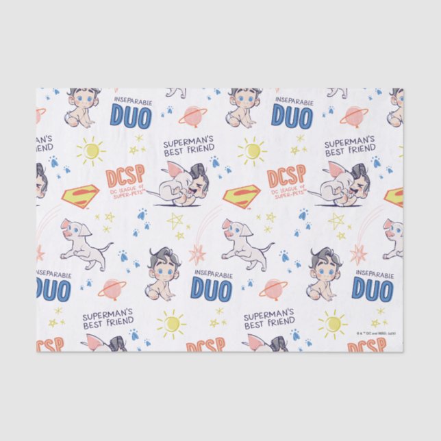 Baby Krypto & Superman Pattern Tissue Paper (Front)