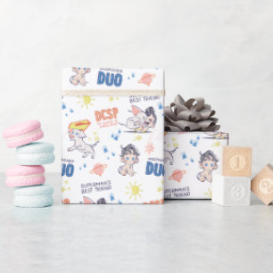 Baby Krypto & Superman Pattern Wrapping Paper