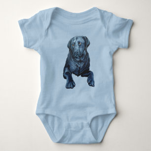Baby Labrador Bodysuit Blue Dog Art Baby Gifts