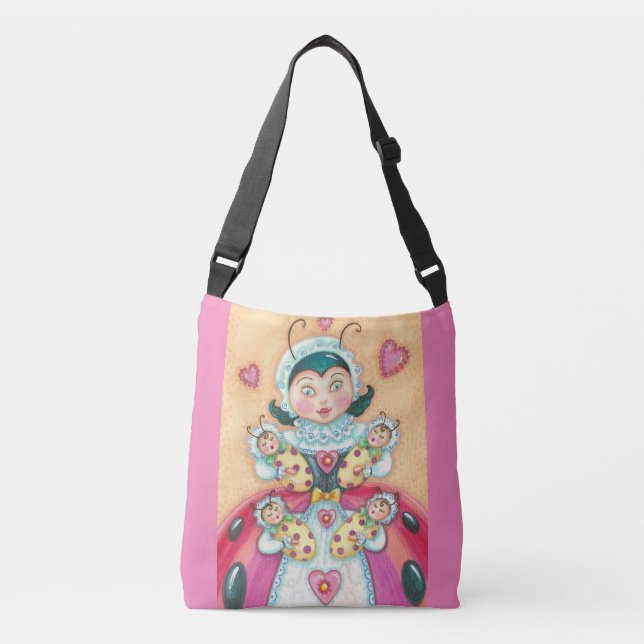 Baby Ladybugs Family CROSS BODY BAG Pink (Front)