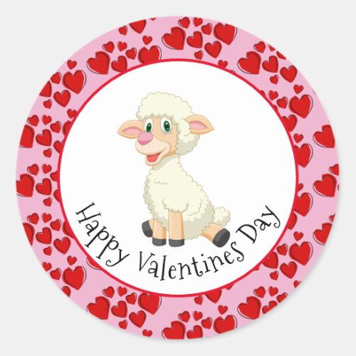 Baby Lamb And Hearts Sticker