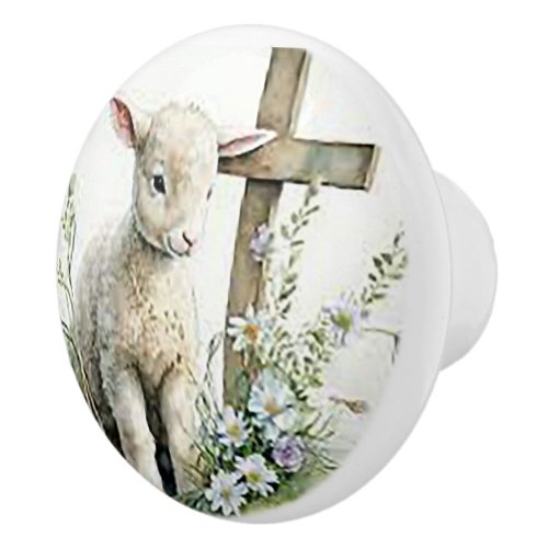 Baby Lamb  Ceramic Knob