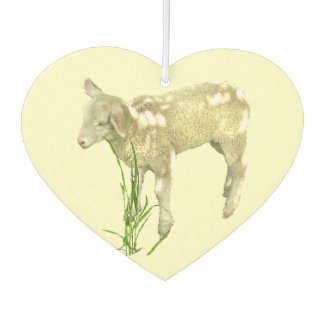 Baby Lamb in Grass on Yellow Air Freshener