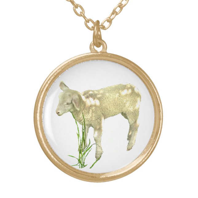 Baby Lamb in Green Grass Necklace (Front)