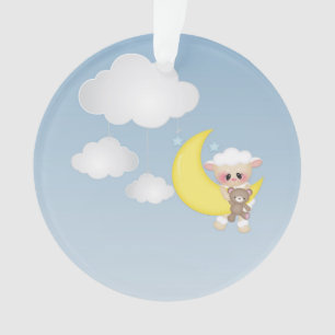 Baby Lamb, Moon and Clouds Ornament