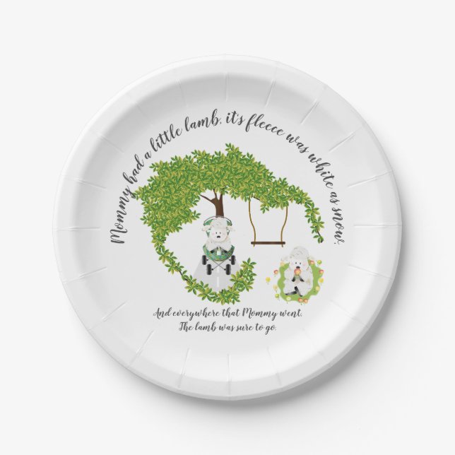 Baby Lamb Nursery Rhyme Paper Plates (Front)