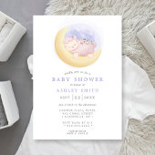 Baby Lamb On Moon Watercolor Baby Shower Invitation