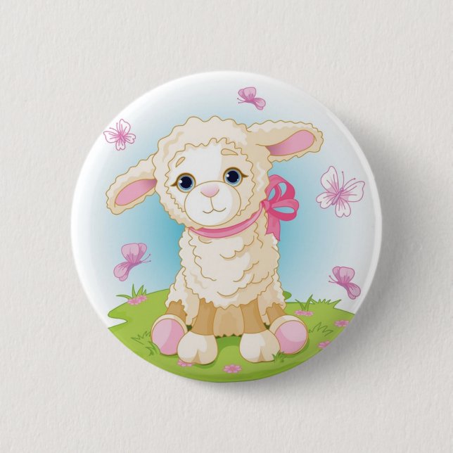 Baby Lamb Pinback Button (Front)