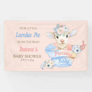 Baby Lamb Pink Blue Gender Neutral Reveal Banner
