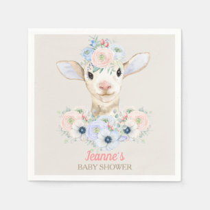 Baby Lamb Pink Blue Gender Neutral Reveal Napkins