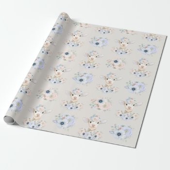 Baby Lamb Pink Blue Gender Neutral Reveal Wrapping Paper by nawnibelles at Zazzle